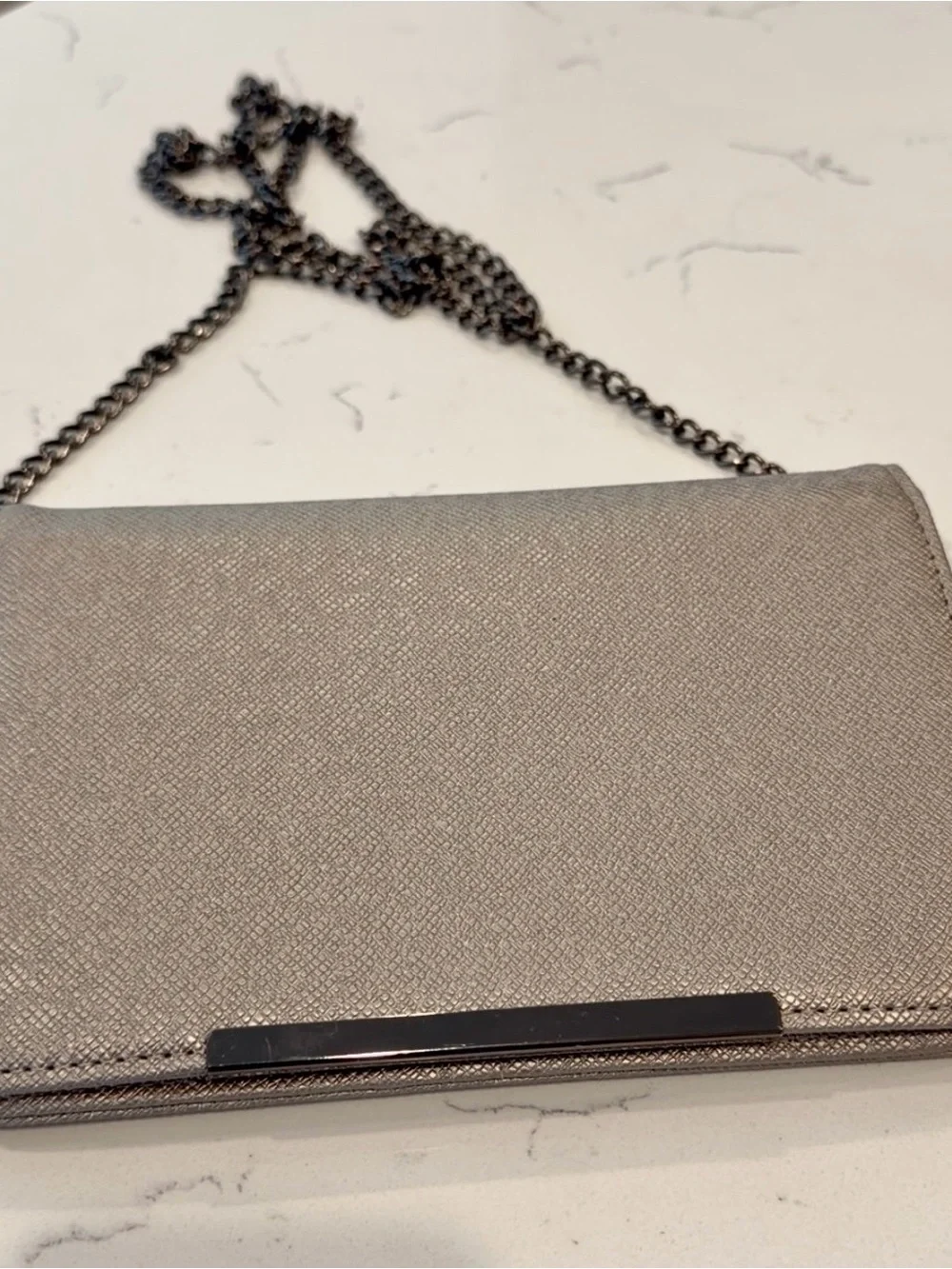 Mix No. 6 Metallic Silver Chain-Handle Clutch
